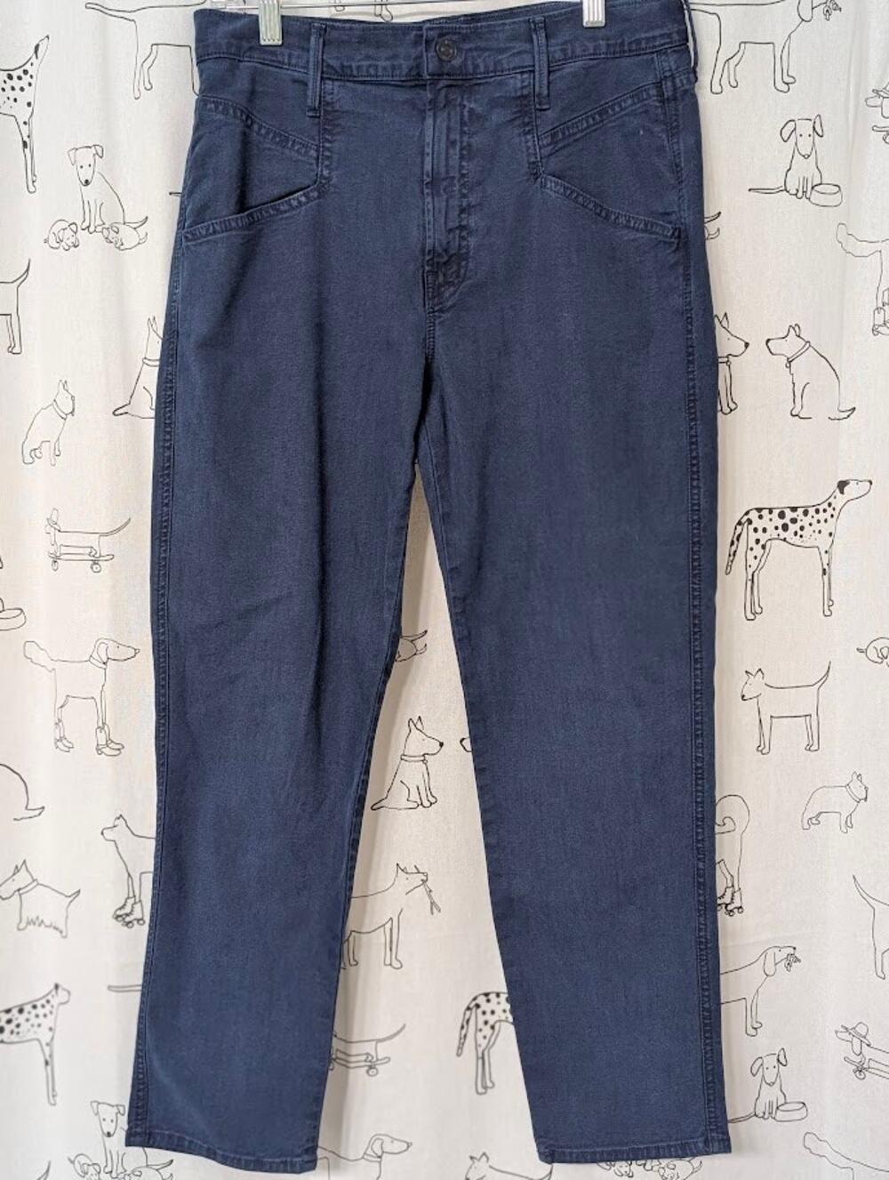 Mother The Breaker Crop Jeans Straight Leg Stretch Eclipse Blue Denim Women's 28